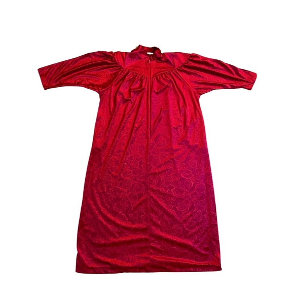 Vintage Housecoat Robe Velour Fuschia Red Size XL - Picture 7 of 10